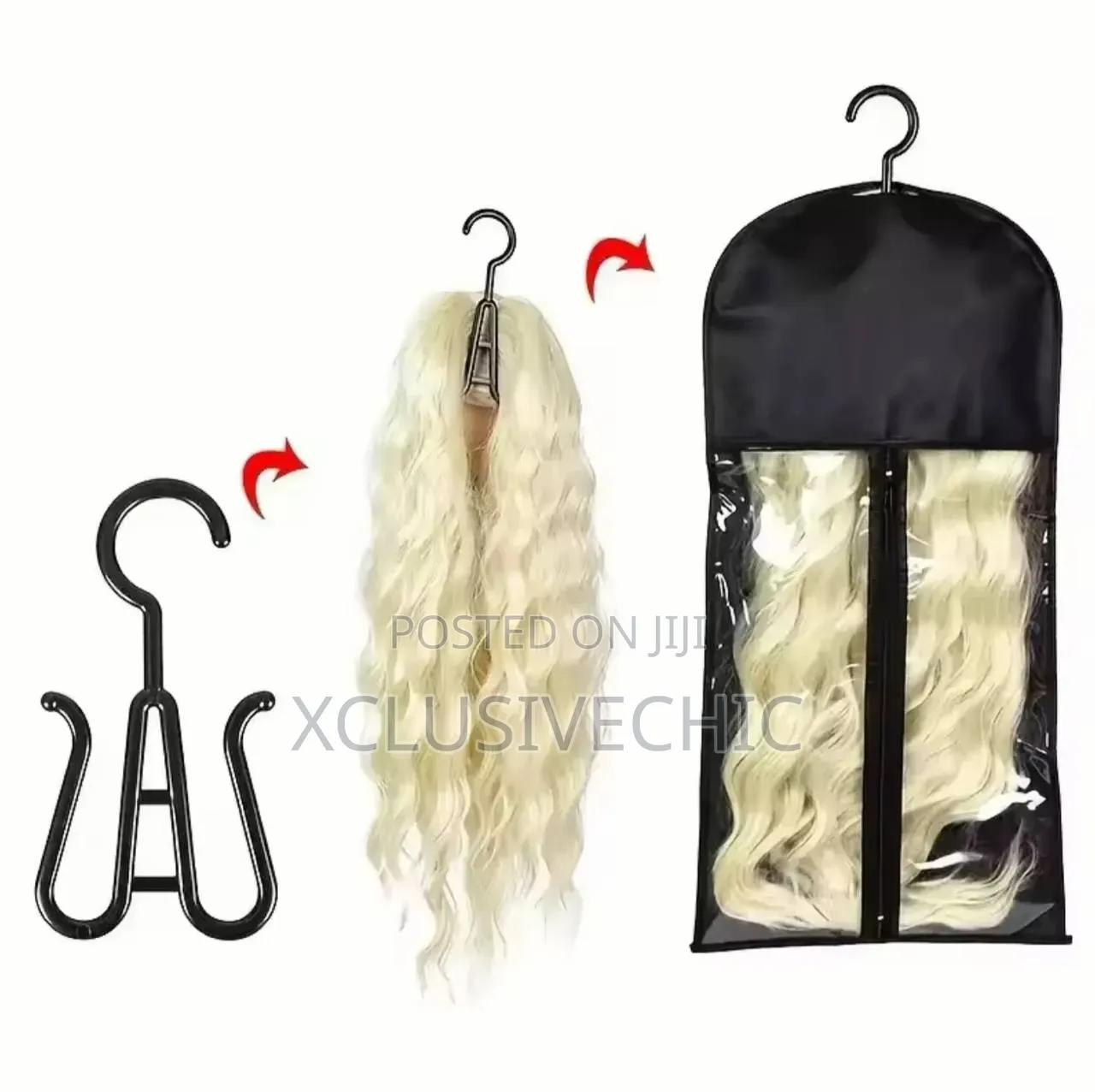 Transparent Hair Extension Storage Bag With Hanger