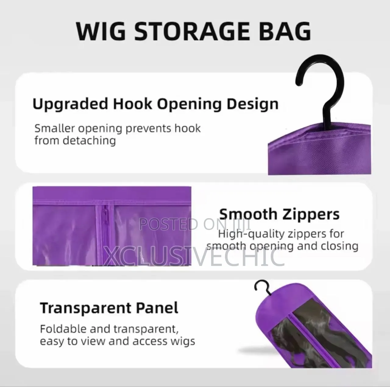Transparent Hair Extension Storage Bag With Hanger