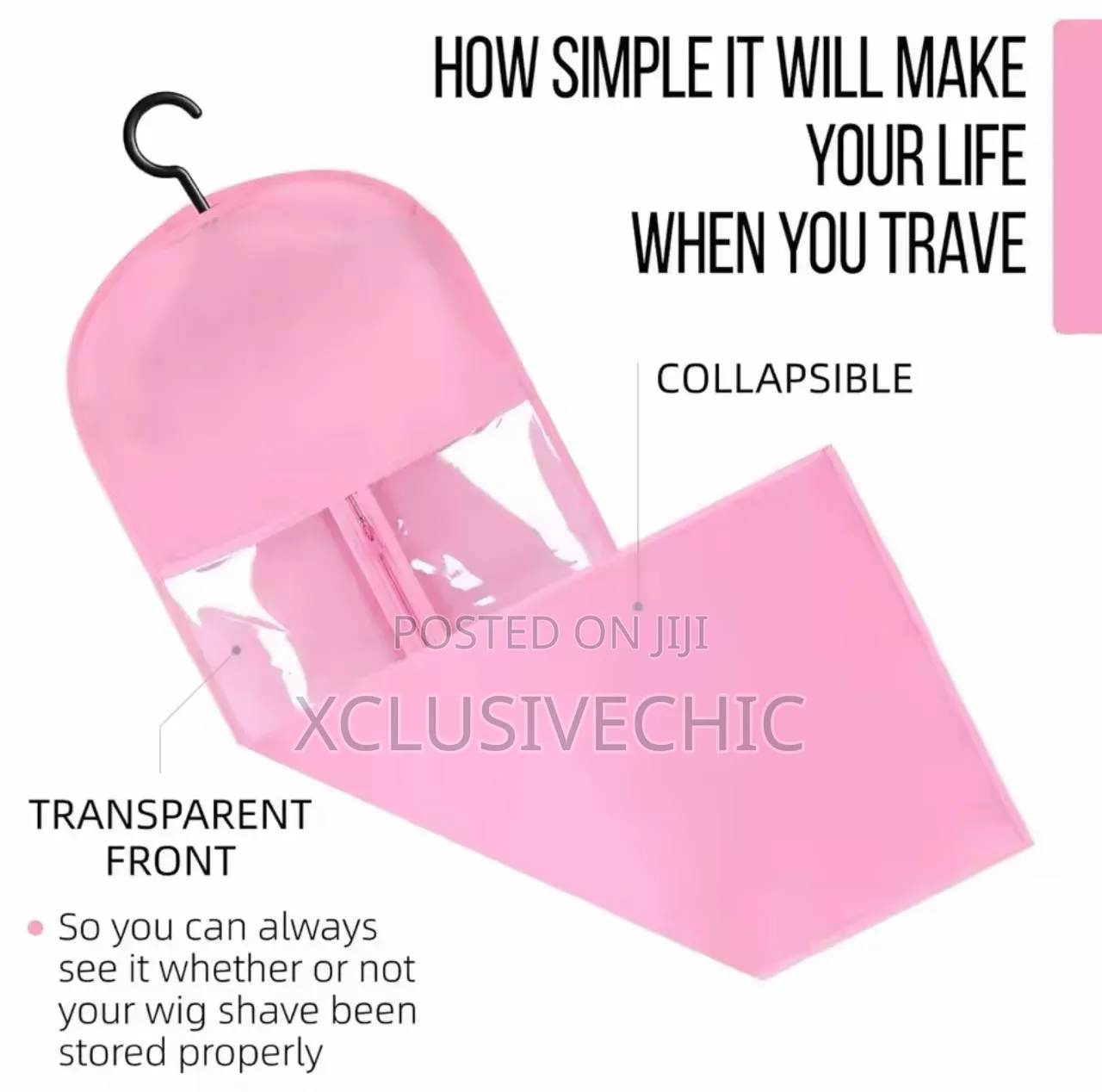 Transparent Hair Extension Storage Bag With Hanger