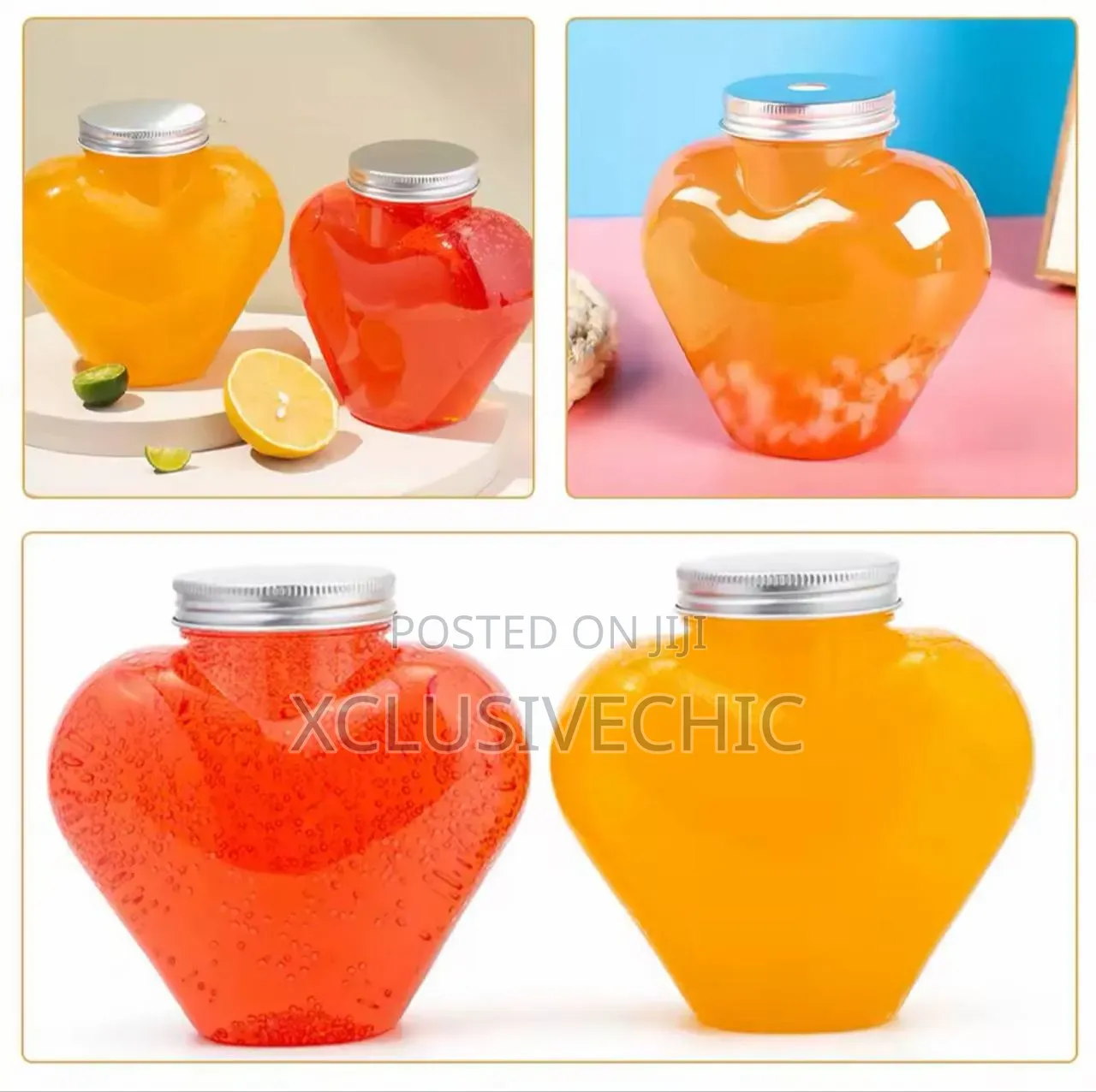 Transparent Heart Shaped Food Grade Plastic Bottles 500mL