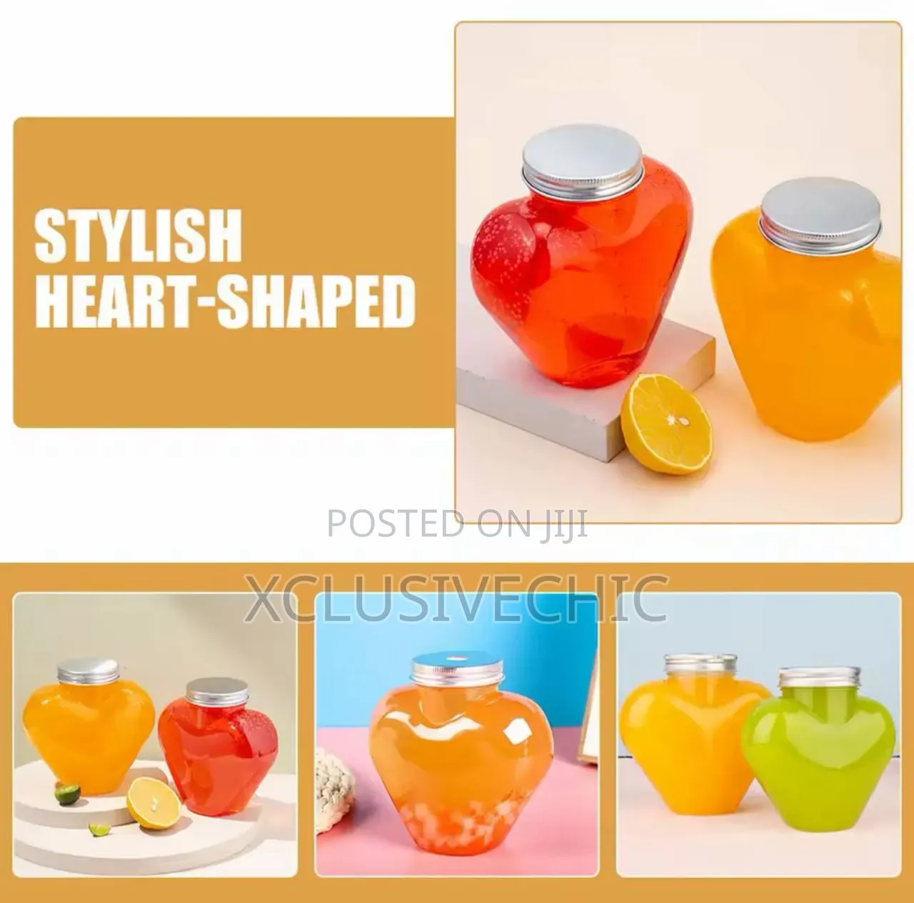 Transparent Heart Shaped Food Grade Plastic Bottles 500mL