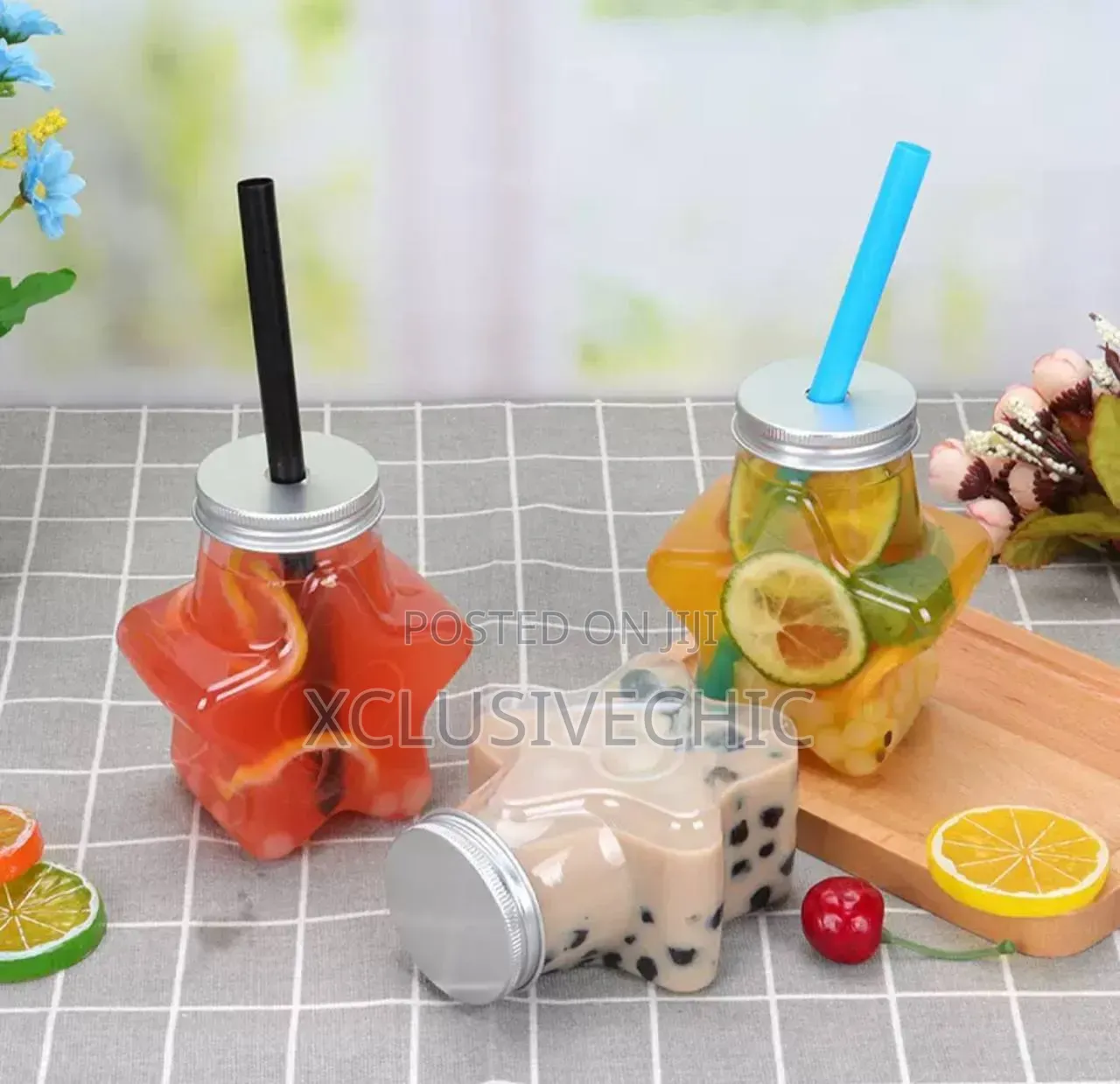 Transparent Cute Star Plastic Bottle Clear Milk Tea Coffee Bottle
