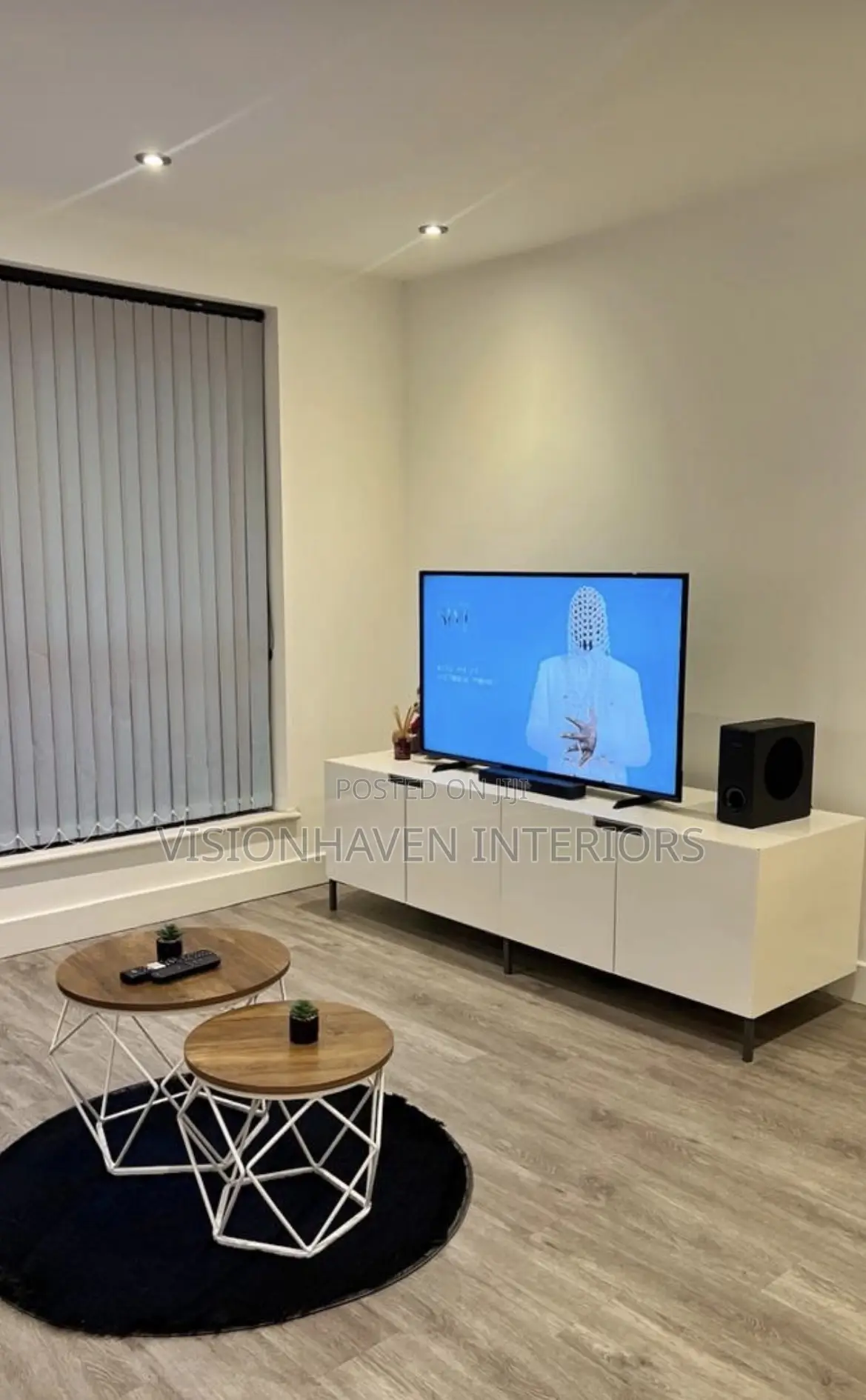 TV Down Cupboard and Center Stool
