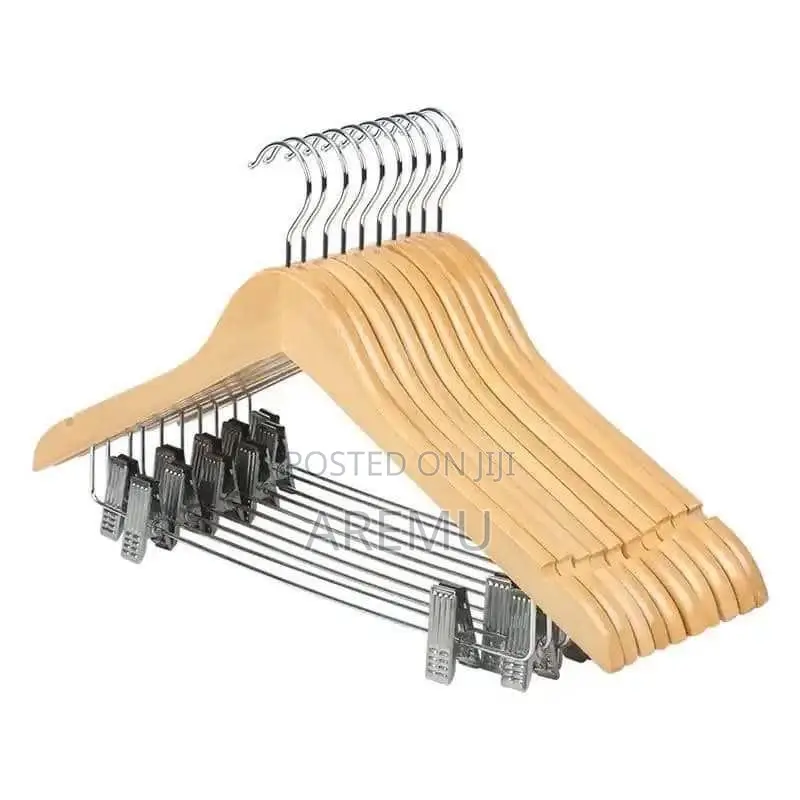 Wooden Cloth Hanger With Clip( Pack of 10)