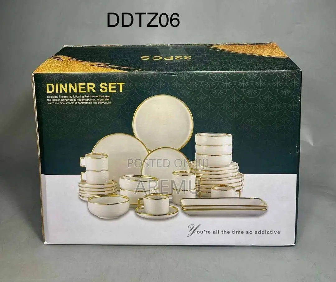 32pcs Luxury Gold-Rimmed Dinner Set