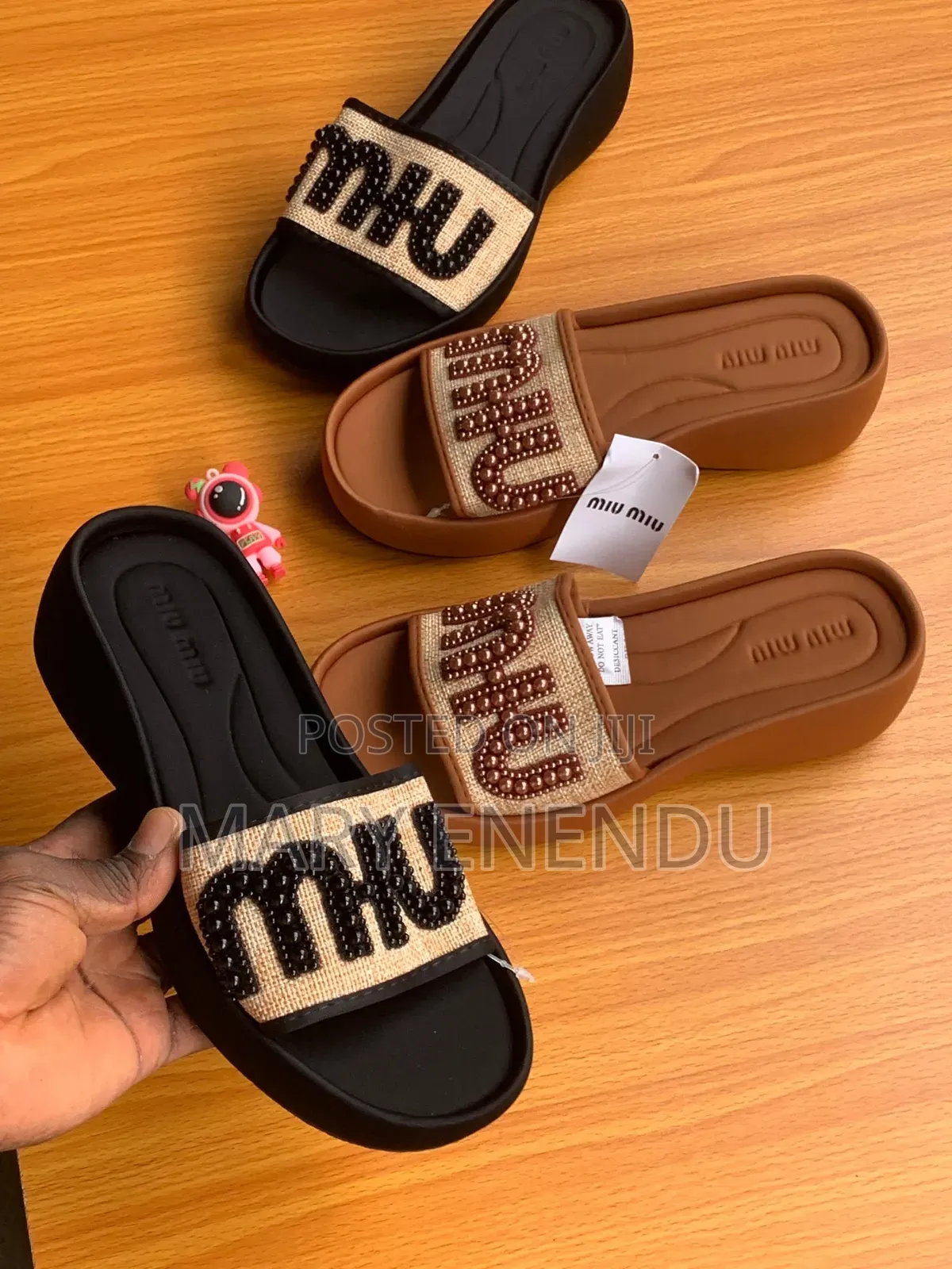 Women's Luxury Rhinestone Logo Platform Slide Sandals