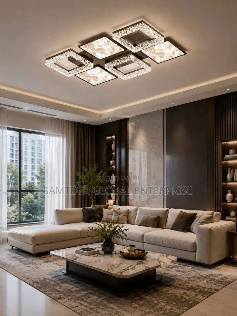 Modern Crystal Square LED Ceiling Chandelier – A Touch of Luxury