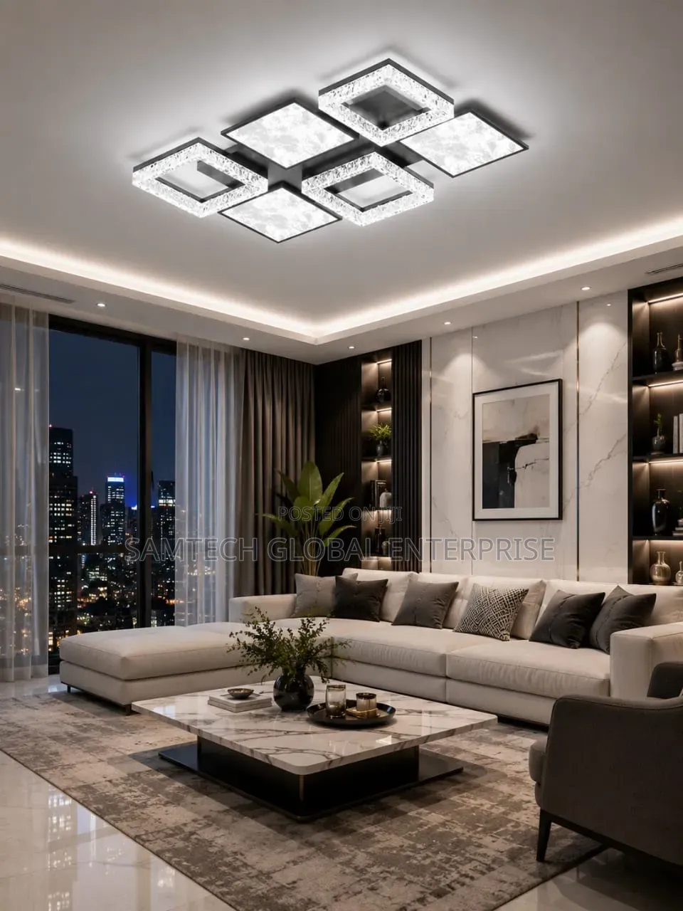 Modern Crystal Square LED Ceiling Chandelier – A Touch of Luxury