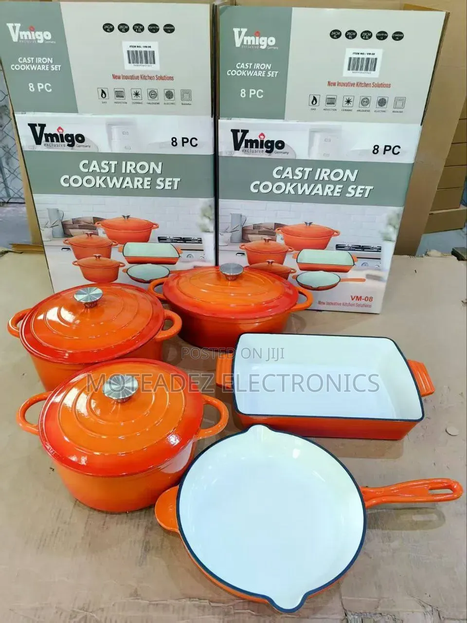 Vmigo 8Pcs High Quality Cast Iron Heavy Duty Cookware Set With Fry Pan