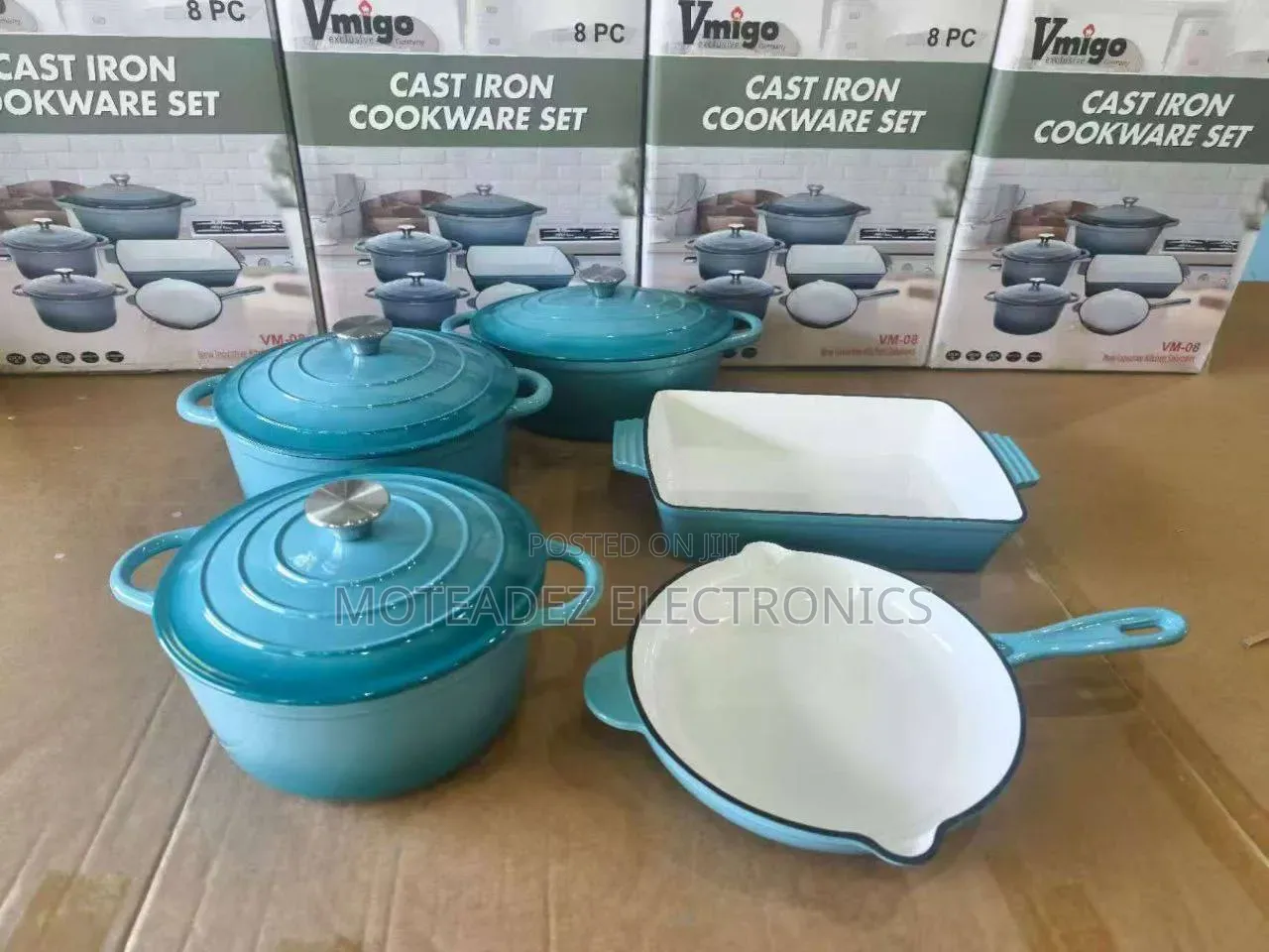 Vmigo 8Pcs High Quality Cast Iron Heavy Duty Cookware Set With Fry Pan