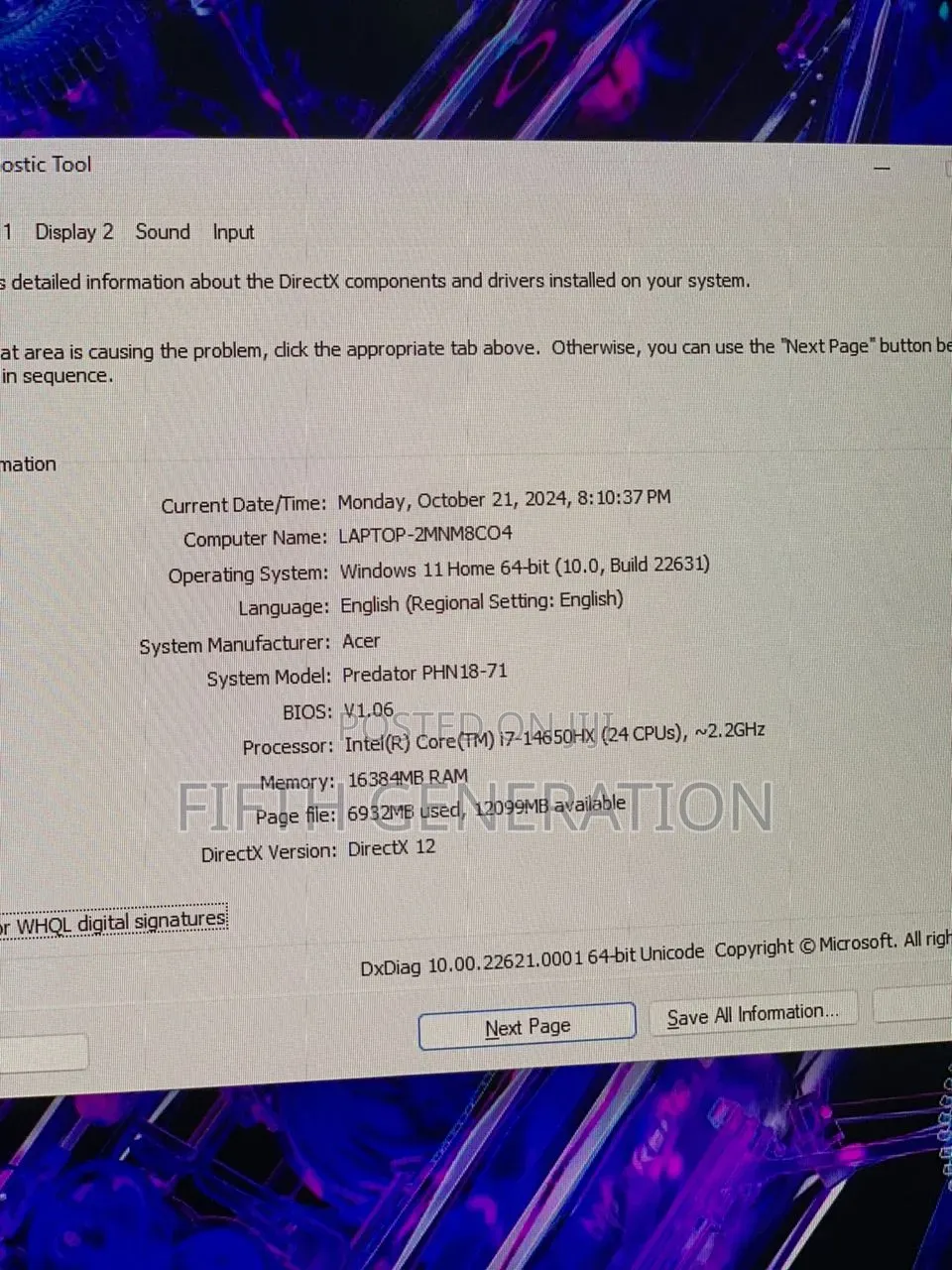 Laptop Acer Predator Helios Neo 18 16GB Intel Core i7 SSD 1T