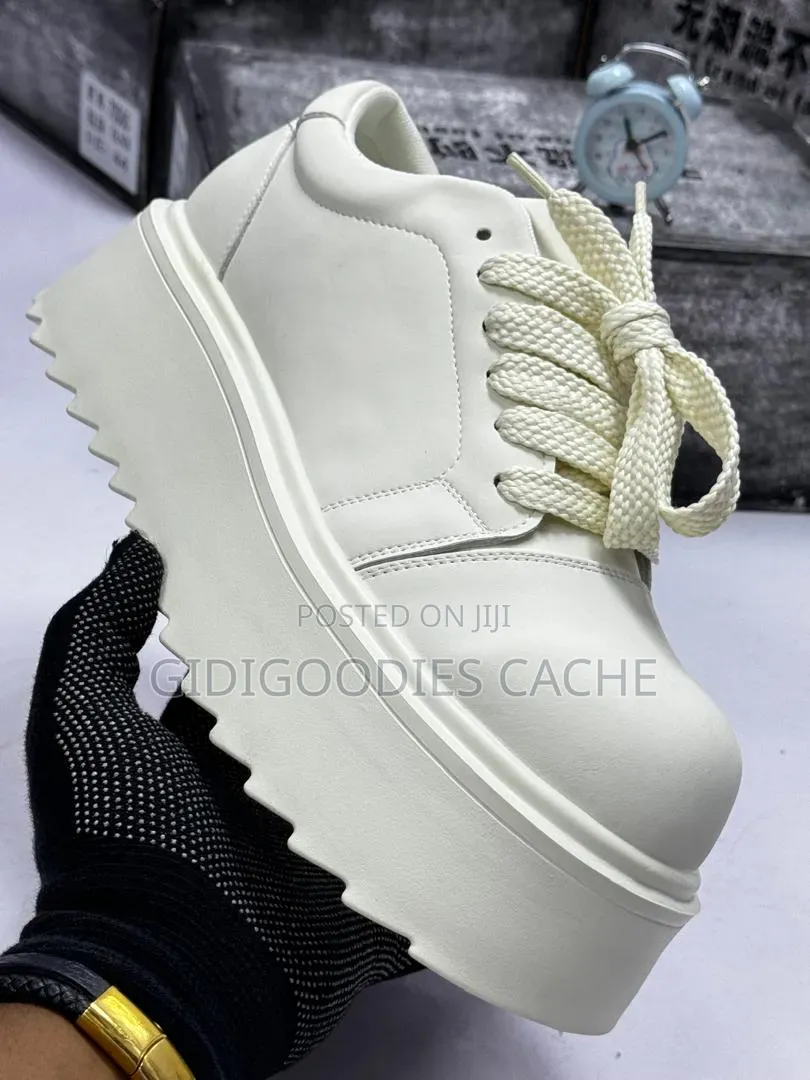 White Chunky Platform Lace-Up Sneakers Size 40-46