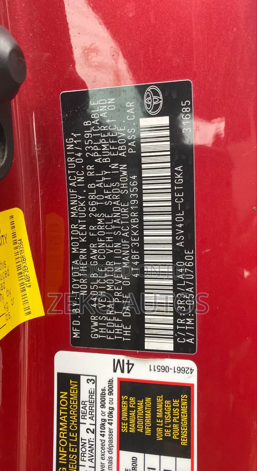 Toyota Camry 2011 Red