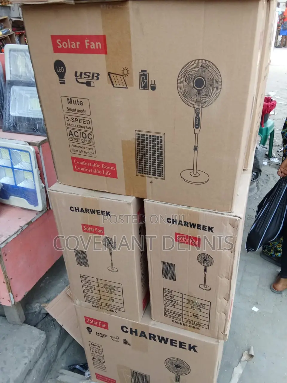 Charweek Solar Rechargeable Standing Fan