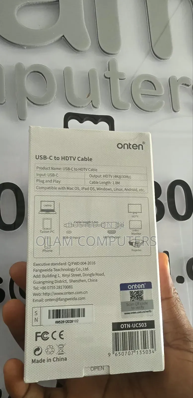Onten USB-C to HDTV Cable Otn--Uc503