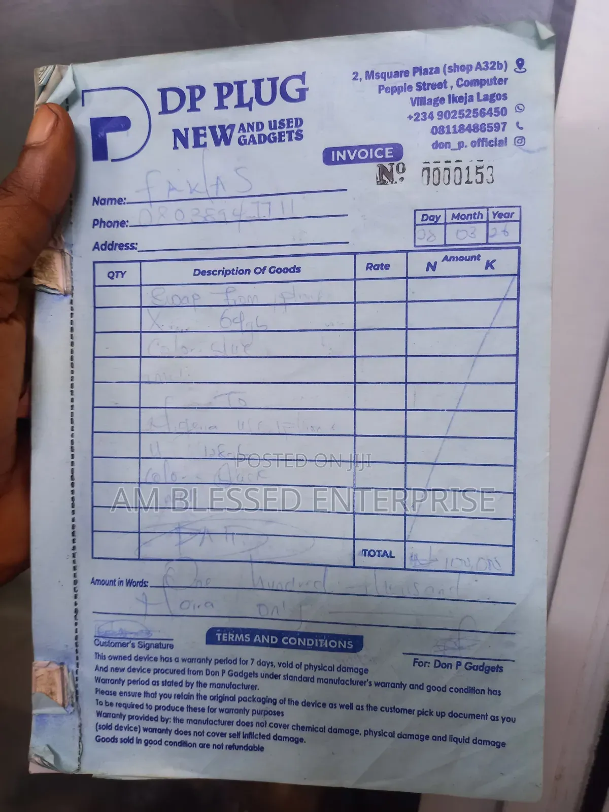 Business Receipt/Invoice A5 Size (5 Booklets)