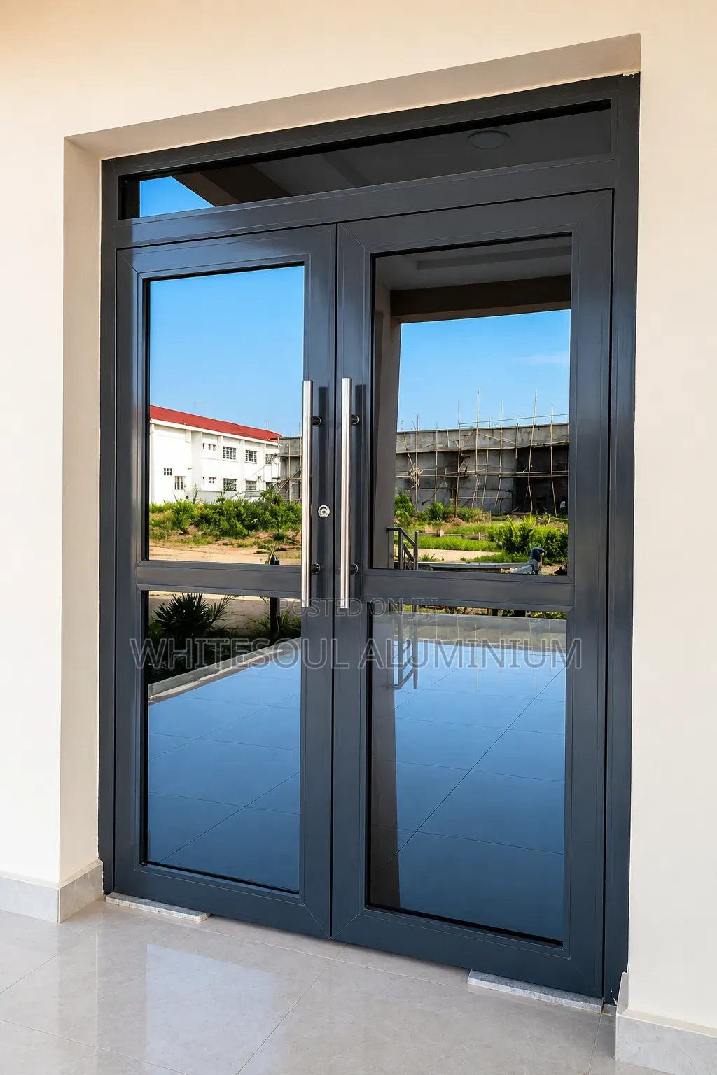 Modern Aluminum Swing Glass Double Door (Fabrication Installation)
