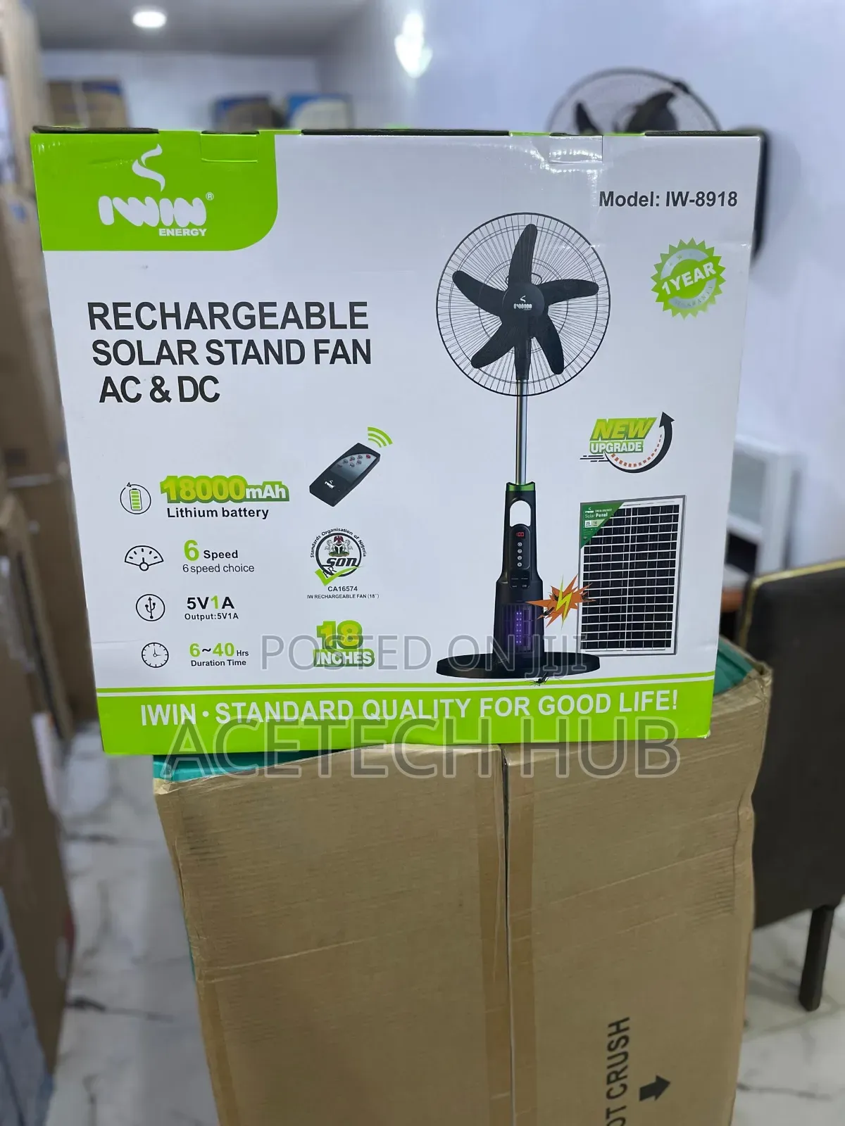 Buy IWIN Solar Rechargeable Standing Fan 18 Inches