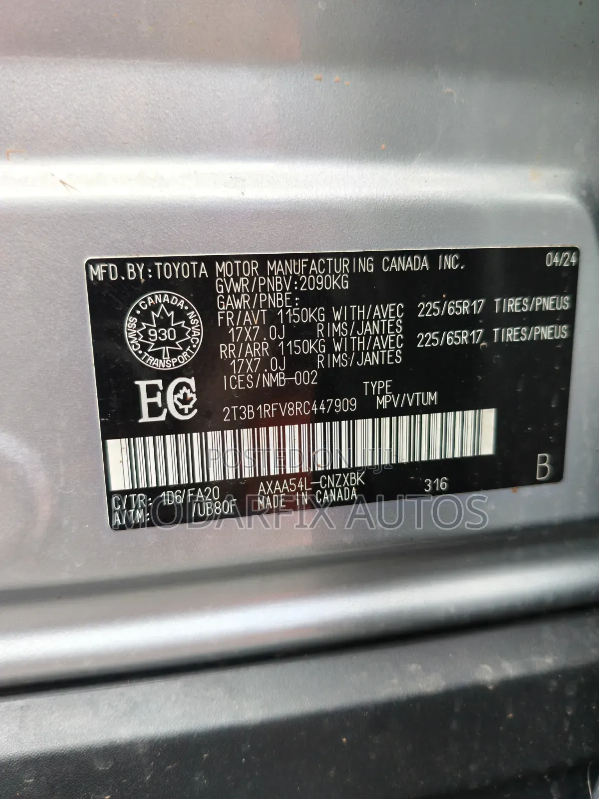 Toyota RAV4 XLE AWD 2024 Silver