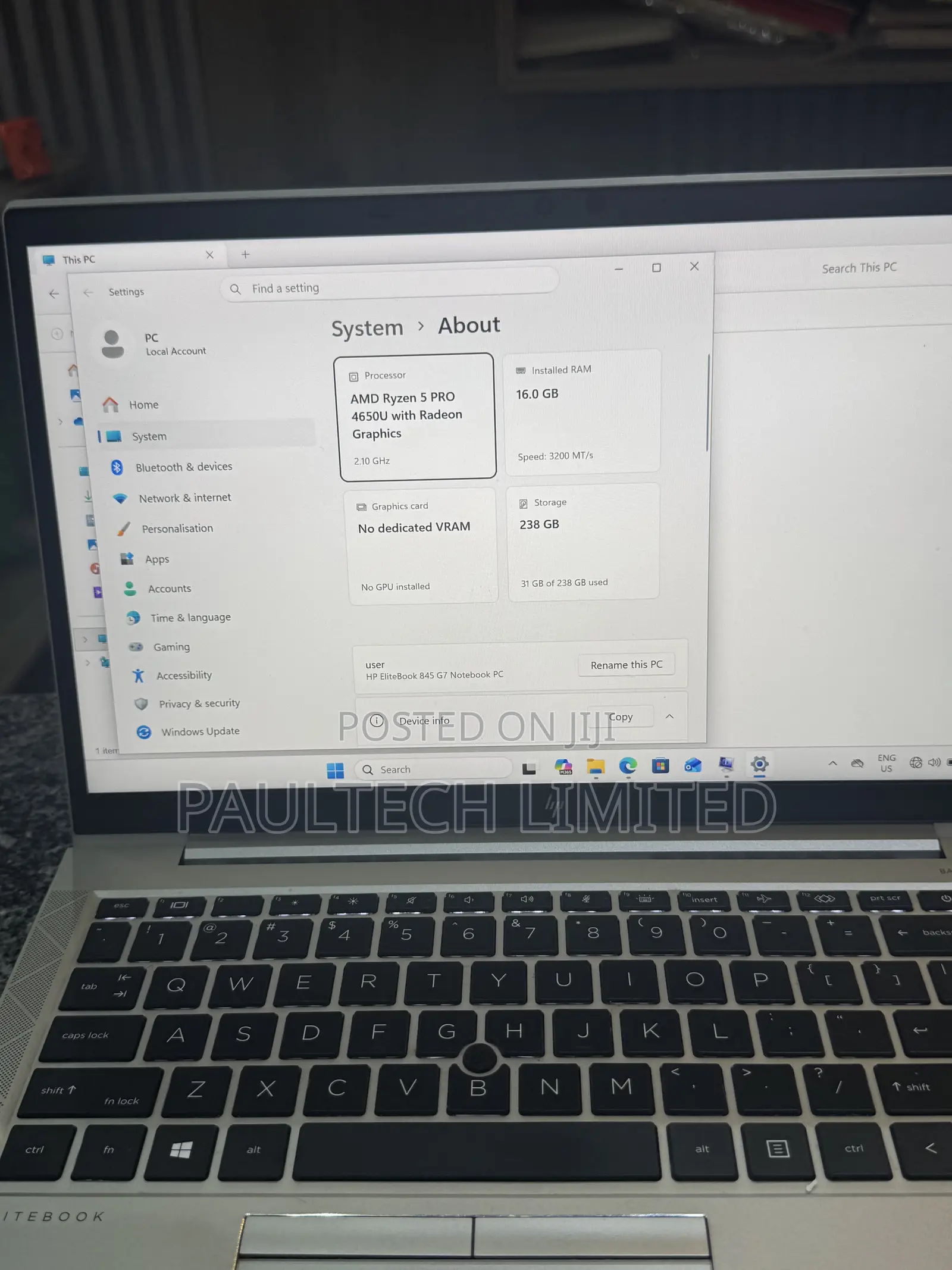 Laptop HP EliteBook 845 G7 16GB Intel Core i5 SSD 256GB