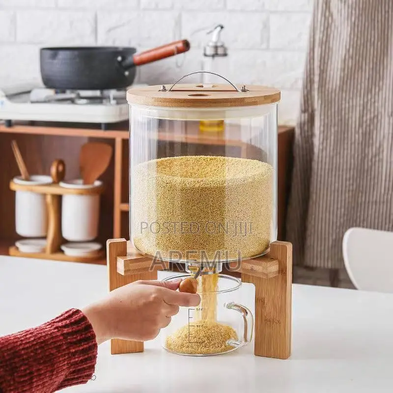 5L Glass Food Storage Container With Dispenser and Glass Cup