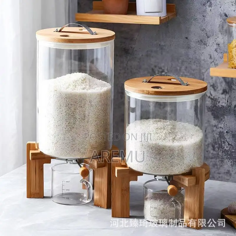 8L Glass Food Storage Containers With Dispenser and Glass Cup