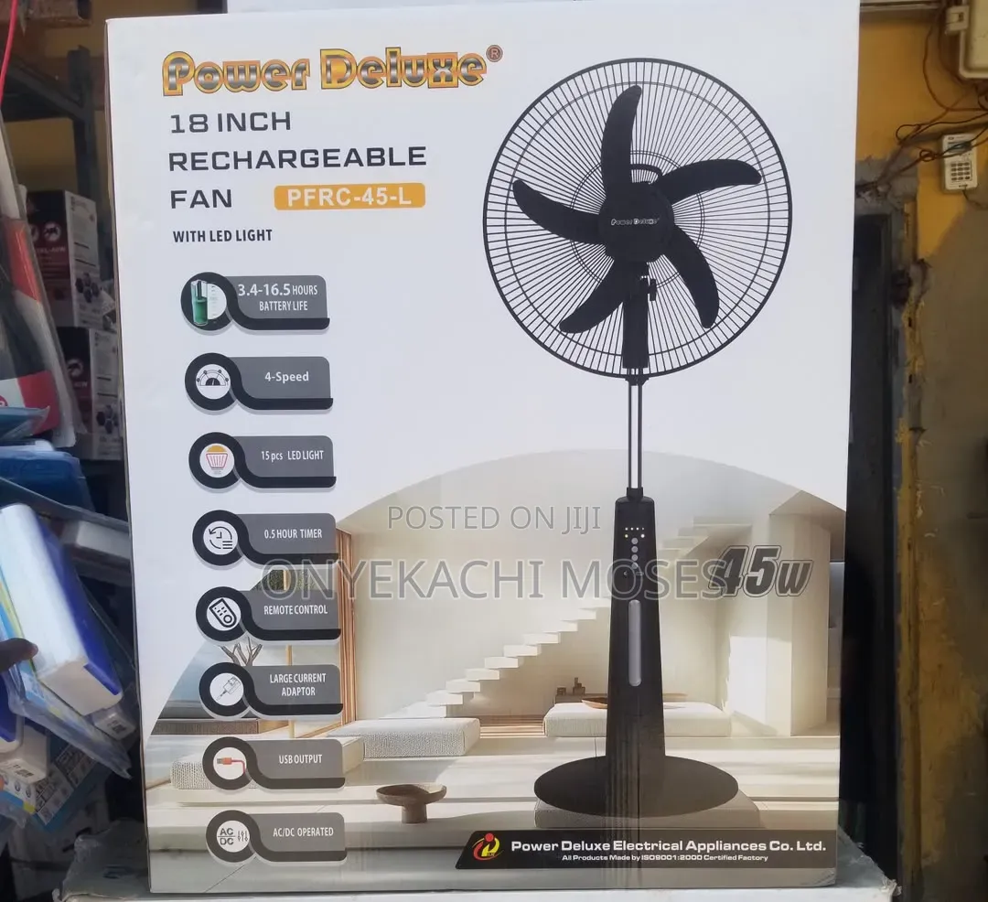Power Deluxe Rechargeable Fan 18 Inches