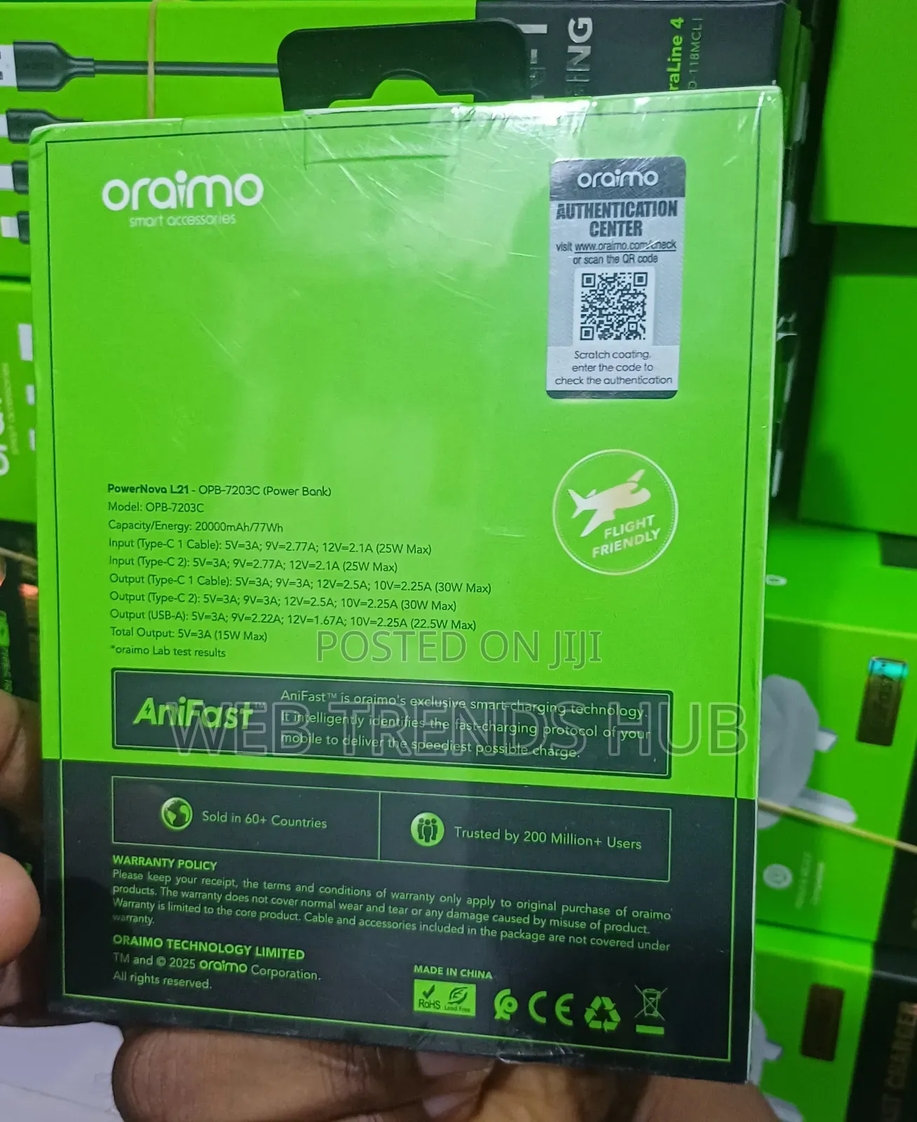 Oraimo 20000mAh 30W Powerbank L21 (Opb-7203c) – Flight Friendly