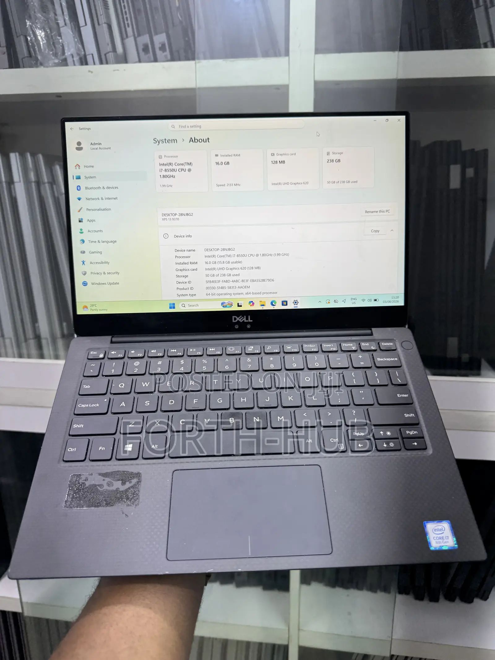 Laptop Dell XPS 13 (9360) 16GB Intel Core i7 SSD 128GB