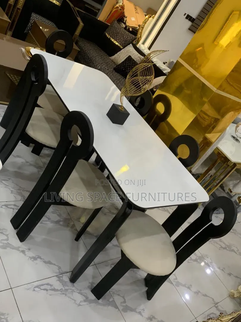 Marble Dining Table With 6 Fabric Chairs