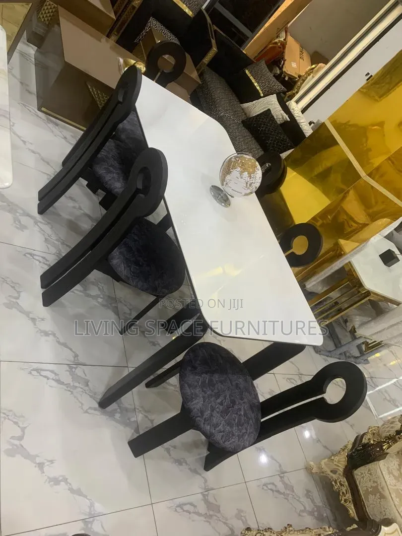 Marble Dining Table With 6 Fabric Chairs