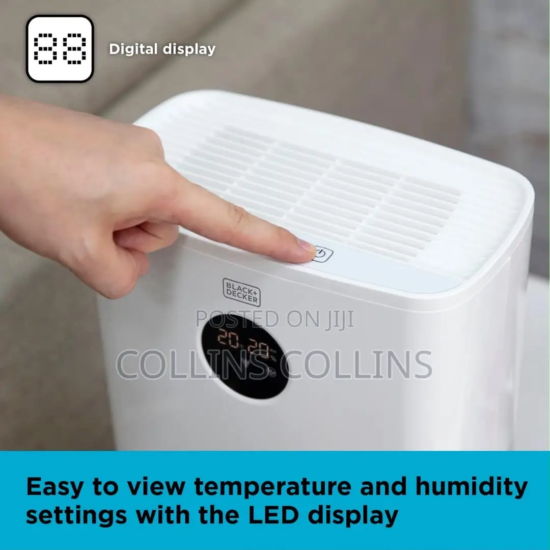 BLACK+DECKER 2L Dehumidifier With Air Purifier, White