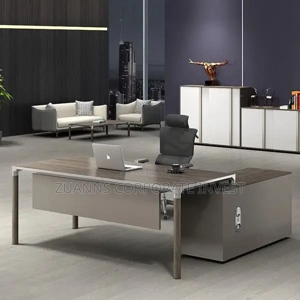 Modern Executive L-Shaped Manager Desk With Side Return Storage Cabine