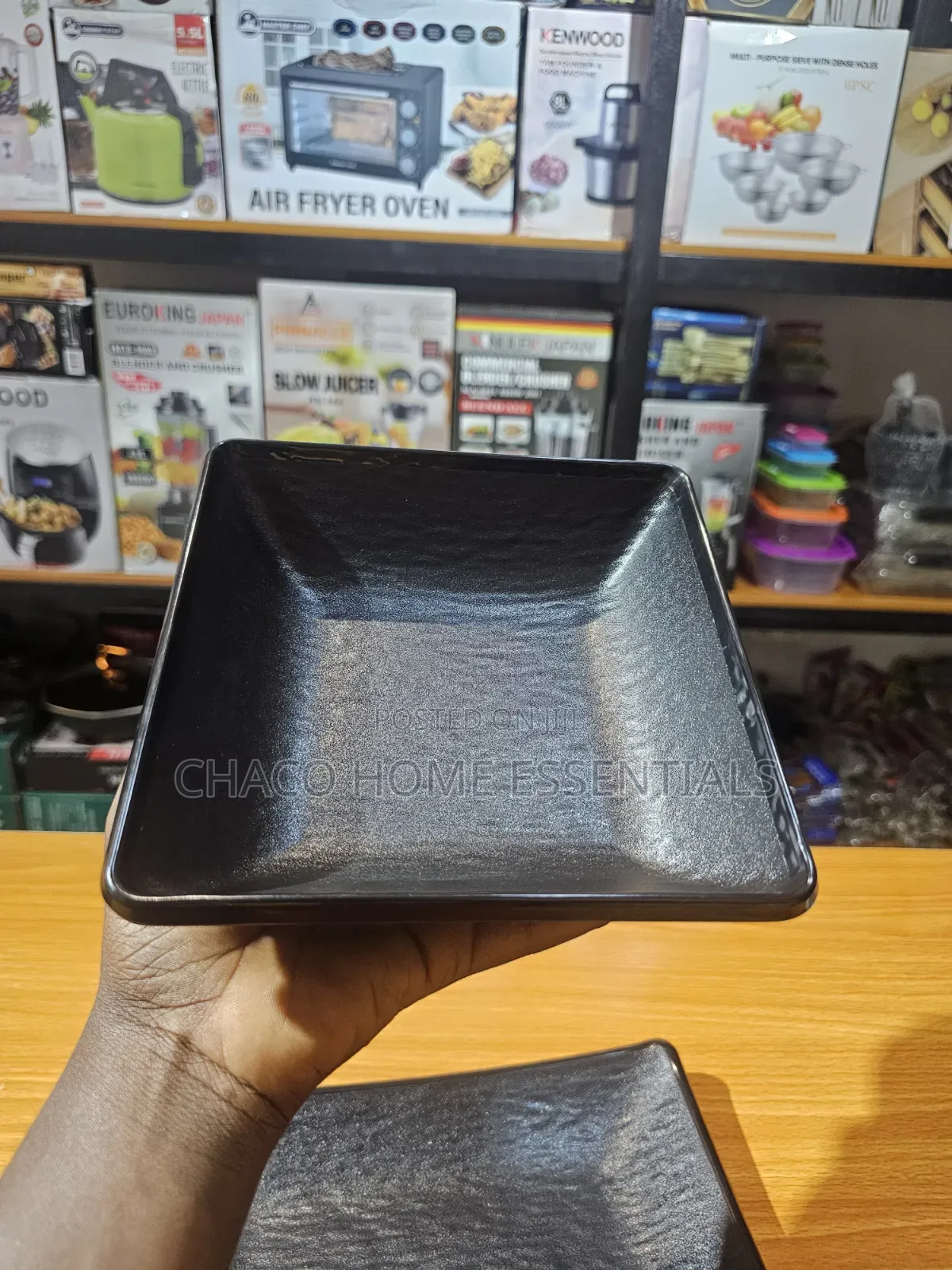 2pcs Black Square Unbreakable Dinner Set (1 Plate + 1 Bowl)