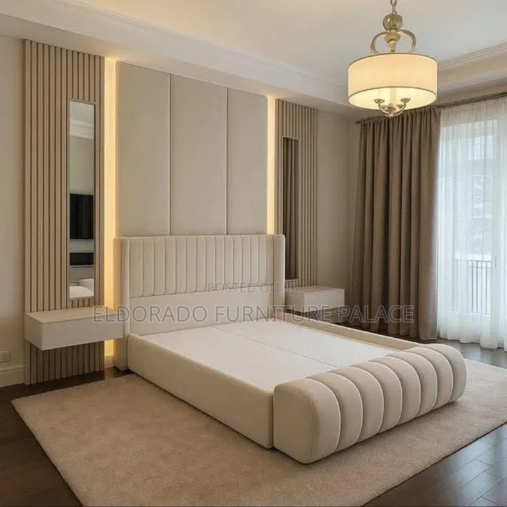 High Padded Bedframe With Wall Design