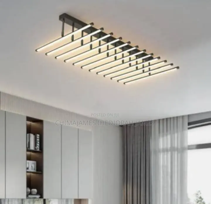 Modern Minimalist Metal Acrylic Ceiling Lights Linear LED 3-Color