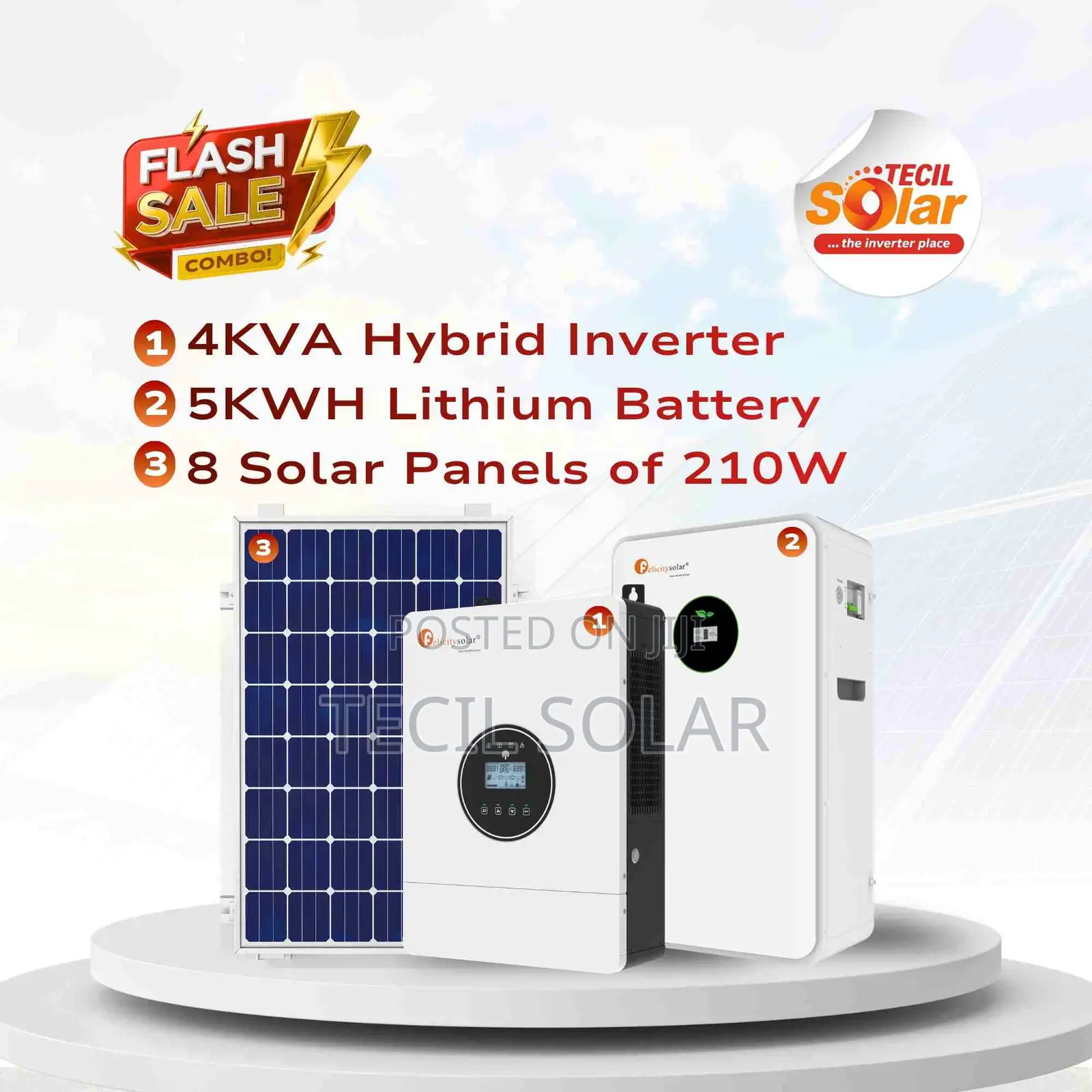 4KVA Complete Solar System | 5kWh Lithium Battery + 8 Solar Panels