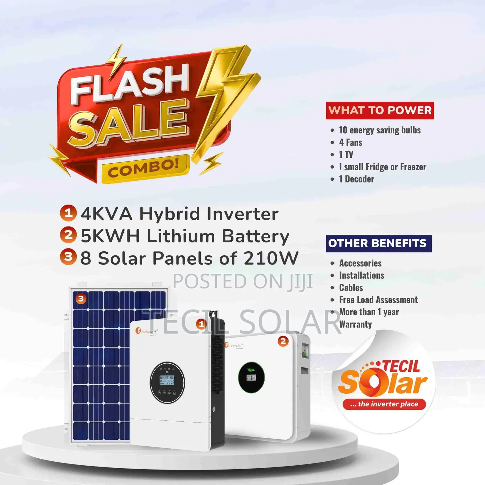 4KVA Complete Solar System | 5kWh Lithium Battery + 8 Solar Panels