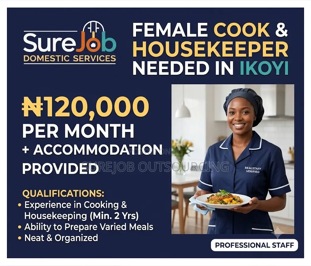 Female Cook Housekeeper Needed in Ikoyi | ₦ + Accommodation