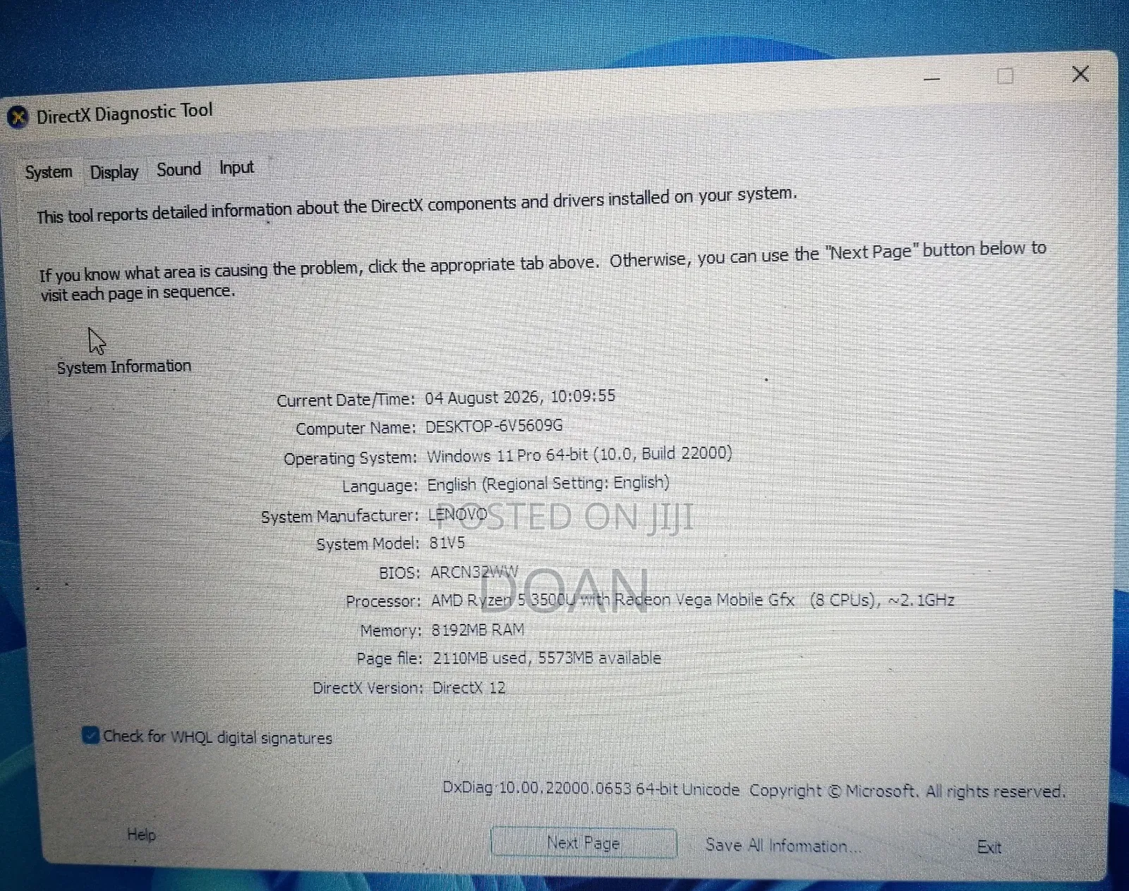 Laptop Lenovo 8GB AMD Ryzen 5 SSD 256GB