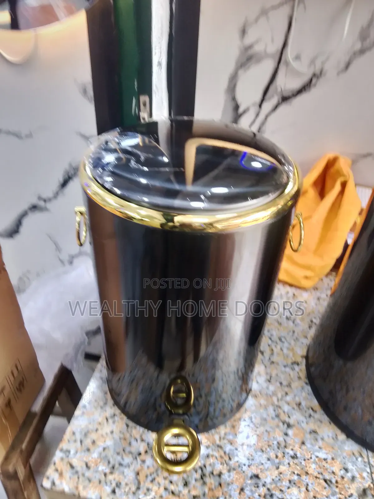 Luxury Black and Gold Plated Stainless Steel Step on Waste Bin