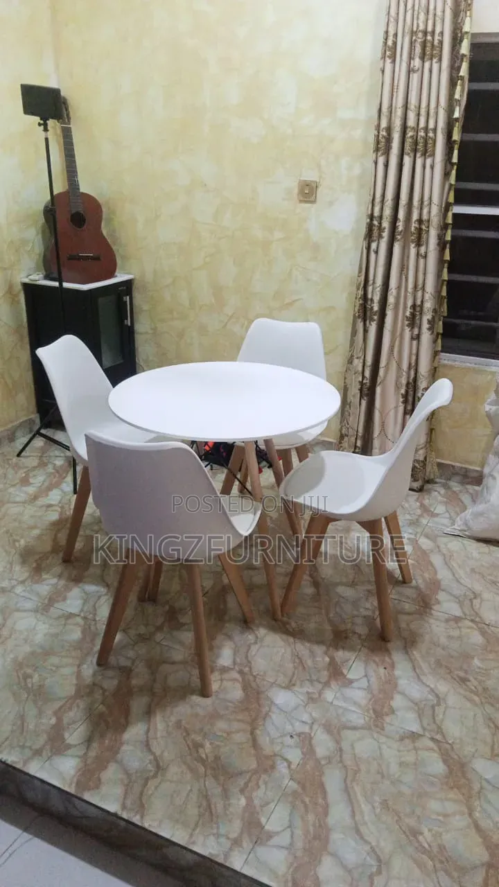 Portable 4-Seater White Chairs and Table