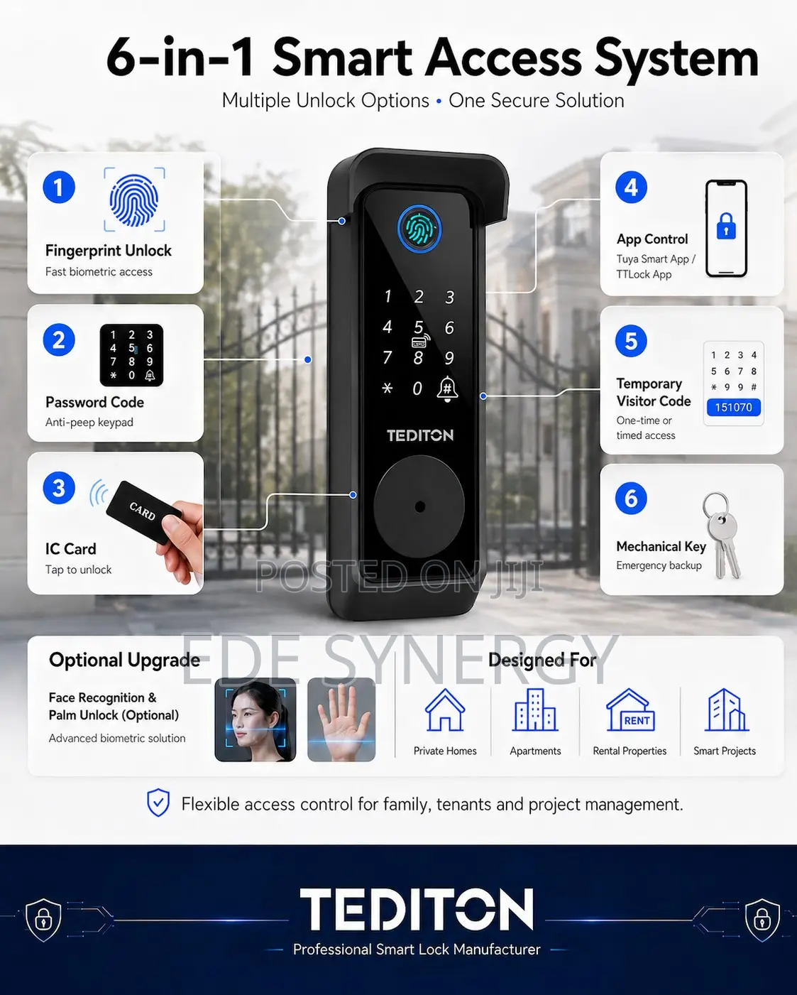 Tuya Gate Lock With App Fingerprint and Code for Outdoor Use