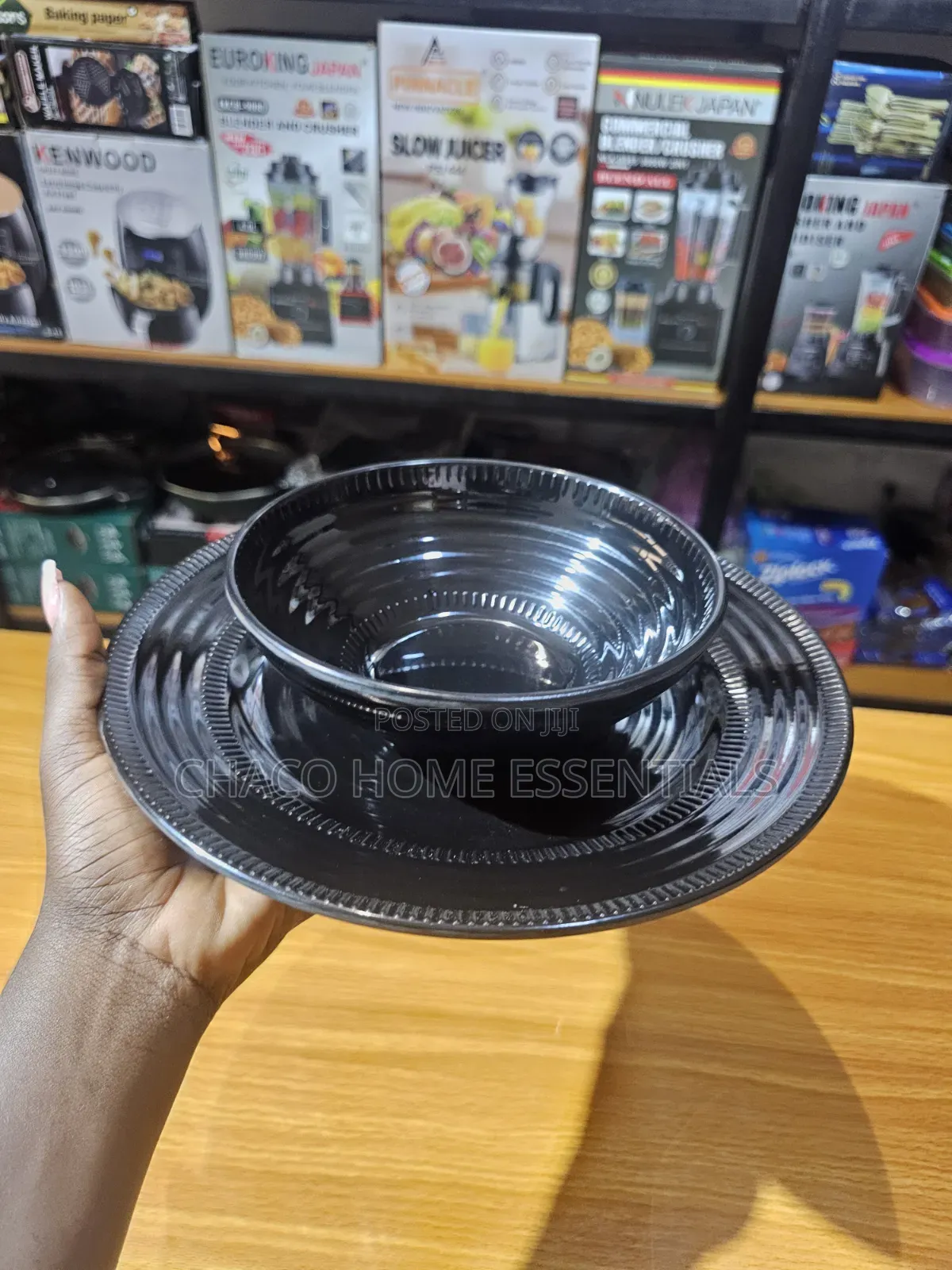 2pcs Black Unbreakable Dinner Set (1 Plate + 1 Bowl)