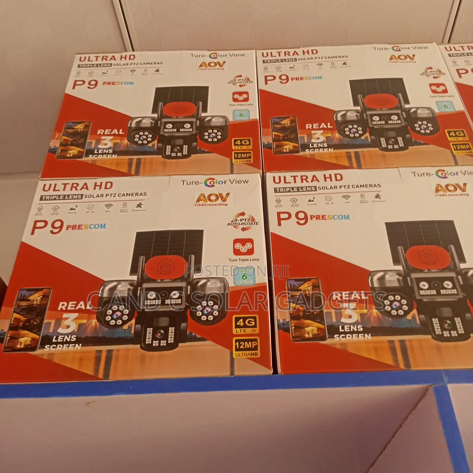 P9 V380 Solar PTZ Camera Triple Lens