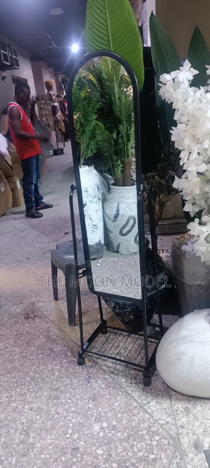 Standing Glass Mirror With Shoes Shelves
