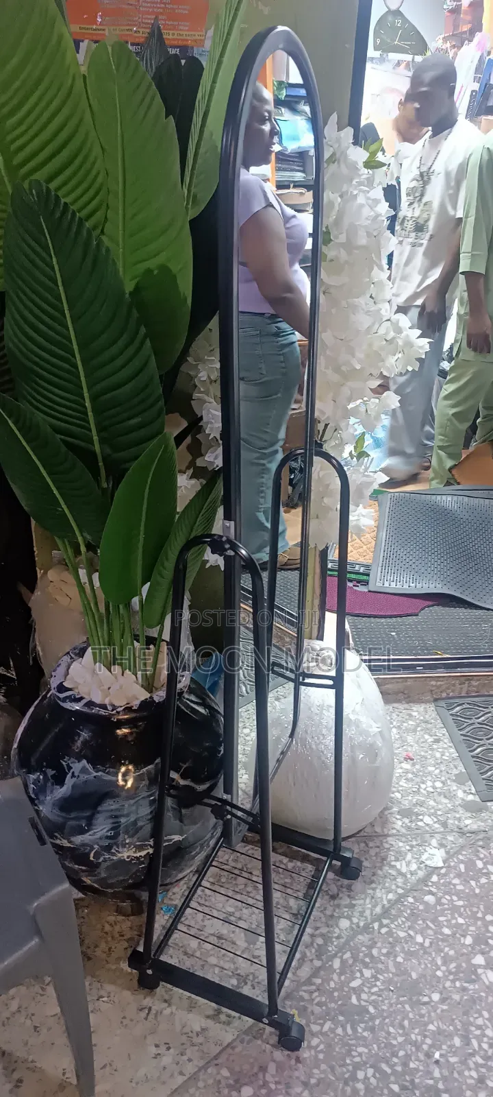 Standing Glass Mirror With Shoes Shelves