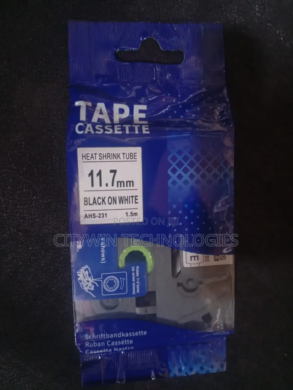 Brother Compatible Heat Shrink Tape 11.7MM Black on White