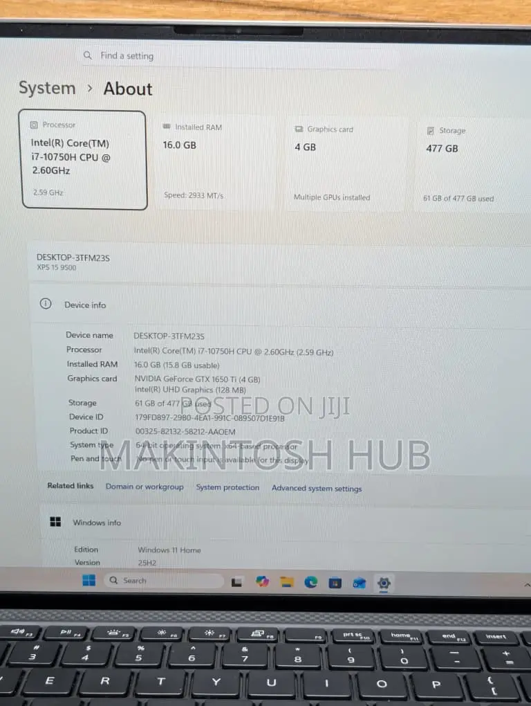 Laptop Dell XPS 15 9500 16GB Intel Core i7 SSD 512GB