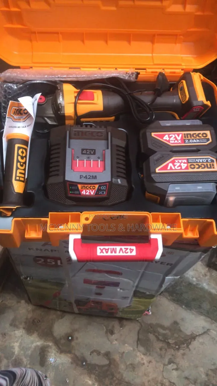 Ingco 42V Max Lithium-Ion Cordless Brushless Angle Grinder Kit